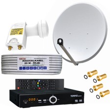 2 TV HDTV Sat Anlage 80cm Spiegel Schüssel HDTV Sat Receiver USB Twin LNB 0,1dB