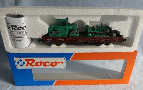 Roco HO 47287 Rungenwagen beladen mit Straßenwalze und Bulldozer 1:87