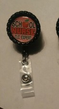 "School Nurse" Retractable ID Name Badge Holder-Alligator Clip