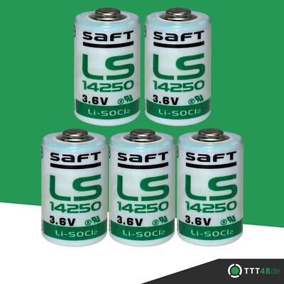 5 x Saft Lithium Batterie 1/2 AA Mignon LS 14250 3,6V 1200mAh 1,2Ah