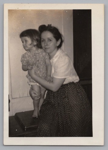 1940s Woman Holding Girl Both Looking Camera Playful Portrait - Picture 2 of 3
