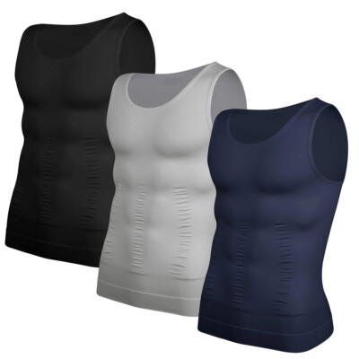 Slimming Body Shaper Vest Shirt Mens Compression Tummy Control Muscle Tank Tops