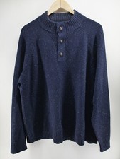 UNTUCKit Sweater 1/4 Button Mens Vangone Navy Blue Lambs Wool Size 2XL