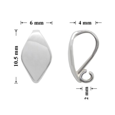 Sterling Silver Open Loop Slide Bails without Clip 10.5x6mm * Jewellery Findings