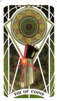 BLACK WIDOW GAUNTLET VIII OF COINS 2023 Marvel Tarot Card By Lily McDonnell