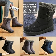 Women Winter Snow Boots Warm Fur Lined Shoes Waterproof Anti Slip Flats AU