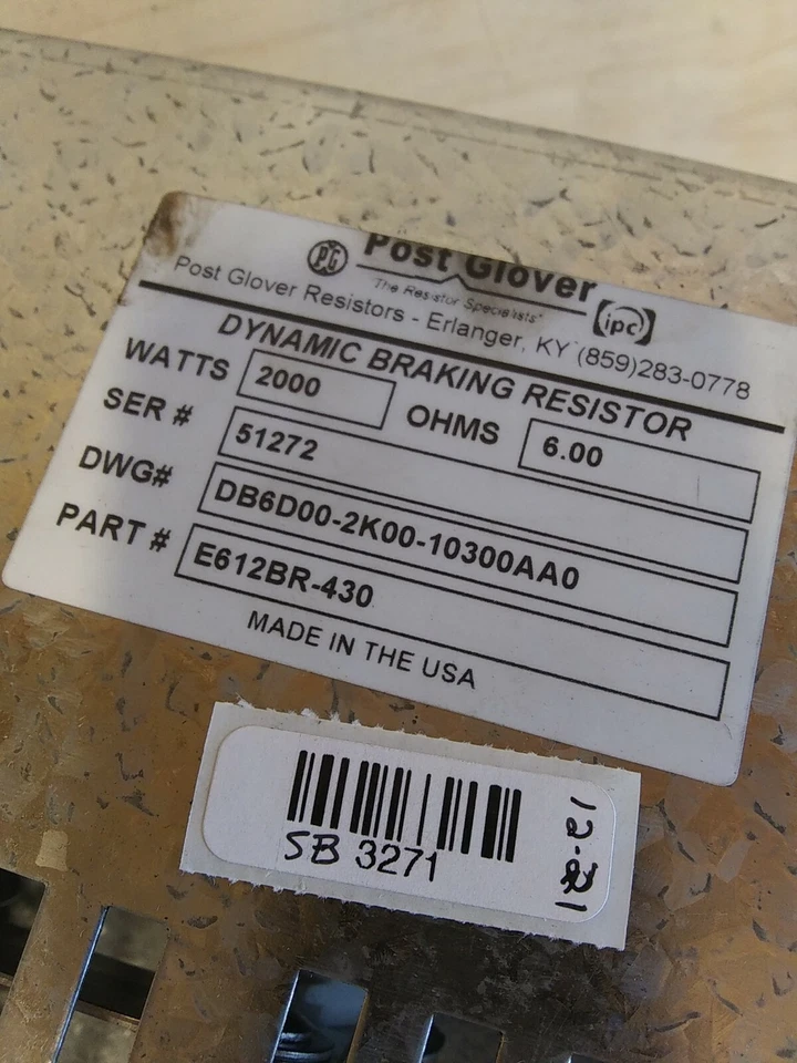 Post Glover E612BR-430 Dynamic Braking Resistor 2000watts  - Image 4 of 4
