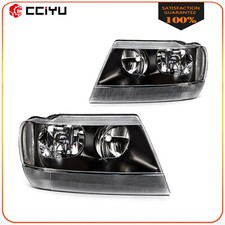 2pcs Pair Headlights Assembly For 1999-2004 Jeep Grand Cherokee Black Housing 2pcs Pair Headlights Assembly For 1999-2004 Jeep Grand Cherokee Black Housing