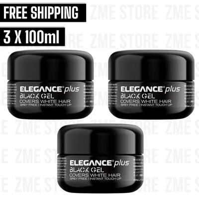 3X Elegance Plus Black Gel 100ml - Cover White Hair Original  جل اليجانس اسود
