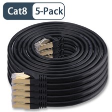 5pack Cat 8 High Speed LAN Cables w/Gold Plated RJ45 Connector Professional Lot