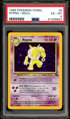 Hypno 8/62 Fossil Holo Rare 1999 Pokemon Card - PSA 6 - 61598892 - Picture 1 of 2