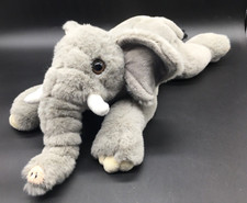 Floppy gray elephant plush 2020 FAO Schwarz 15 lying down stuffed animal