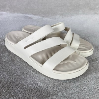 Crocs Getaway Slide Strappy Sandals Womens Size 10 Stucco Off White Platform NEW
