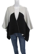 Rachel Zoe Womens Short Sleeves V Neck Sweater Black White Size One Size