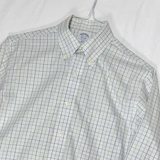 Brooks Brothers Mens Slim Fit Button Down Shirt Plaid Supima Cotton 14 1/2 32