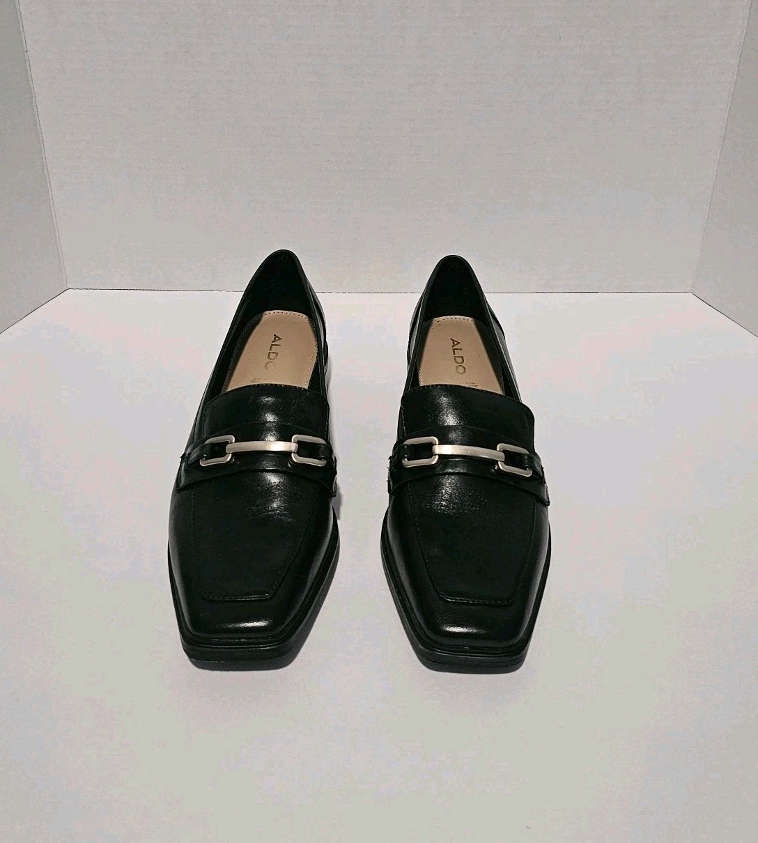 ALDO Women's Wicilyaflex Loafer Shoes Black with Metal Buckle Size 7.5