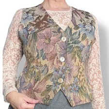 Vintage Floral Tapestry Vest Cottagecore Grandma Core Layering Waistcoat Large