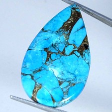 20.00Cts Best Lab-Created Sky Blue Copper Turquoise Pear Cabochon 20X34X3MM