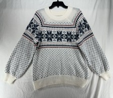 Abercrombie  Fitch Boyfriend Snowflake Sweater Womens Size L Crewneck Fair Isle