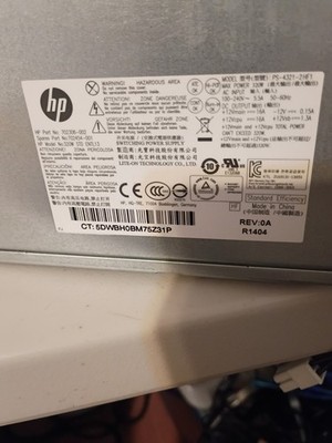 HP EliteDesk 800 G1 TWR Power Supply 320 Watt 320W Desktop 6 Pin