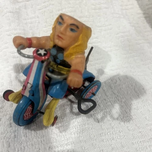 Marx,tin Wind Up Works Great,Toy parts. Thor/Captin America,Spider Man .Tricycle
