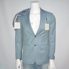 NWT CALVIN KLEIN Slim Fit Stretch Wool Teal Flat Front 2 Piece Suit 36R 28 x 29