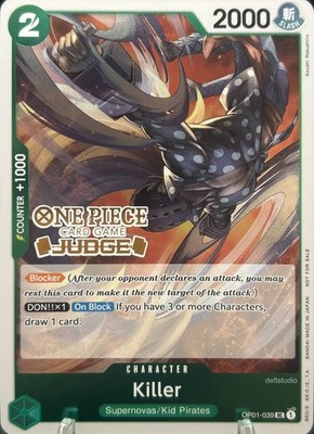   Killer   OP01-039 Judge Stamp Promo Foil One Piece TCG NM