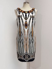 Muse for Boston Proper Brown Gold Beaded Sleeveless Shift Dress Size 10 NWT