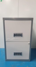 Metal Filing Cabinet 2 Drawer Storage Unit Grey/White 26" H x 16" W