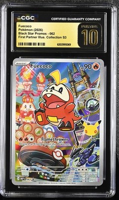 2026 Fuecoco Black Star Promos 062 First Partner Illus. S3 - CGC 10 PRISTINE