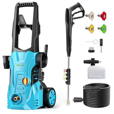 #ad GREENER Electric Pressure Washer 4800 PSI 4 Quick Nozzles 3.0GPM Blue $103.29
