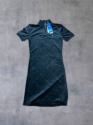 adidas Originals Plush Velvet Trefoil Short Sleeve Monogram Dress Women s Small