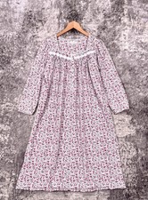 Eileen West Night Gown Medium Womens Pink Floral Lace Cotton Midi