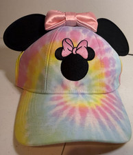MINNIE MOUSE Disney Womens Tie Dye Satin Bow Ears Hat Embroidered NWOT