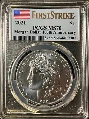 2021 MS70 Morgan Dollar First Strike Slag Label PCGS 44153302