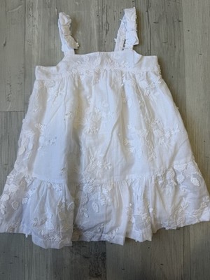 Size 3T White Floral Dress Sleeveless Ruffle Hem Summer Cottagecore