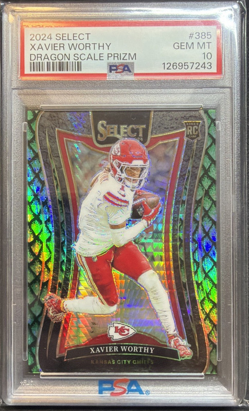 2024 Select - Suite Level Xavier Worthy #385 Dragon Scale Prizm /81 (RC) PSA 10