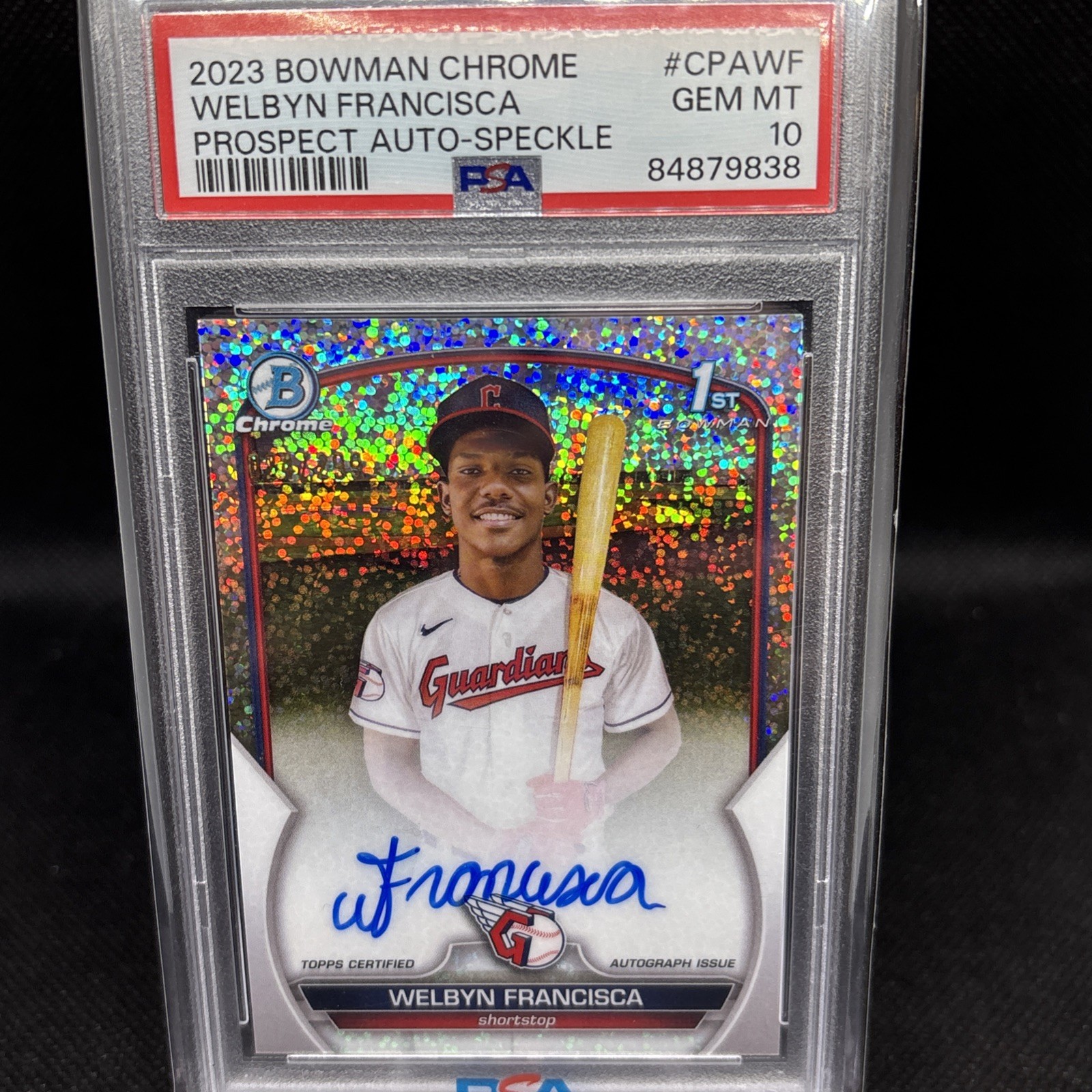 2023 Bowman Chrome Welbyn Francisca  1st Speckle Refractor /299 Auto PSA 10