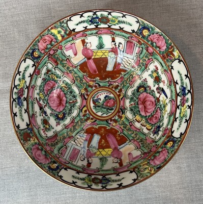 Vintage Japanese Porcelain Famille Rose Medallion Bowl Hand Decorated Hong Kong