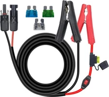 RIIEYOCA 14AWG Battery Alligator Crocodile Clip to Solar Connector Black 