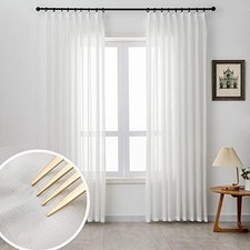 Off White Sheer Curtains Pinch Pleated Curtains Drapes 96 Inches Long 1 P