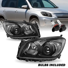 Par de faros delanteros transparentes negros con bombillas para Toyota RAV4 RAV-4 2009-2012