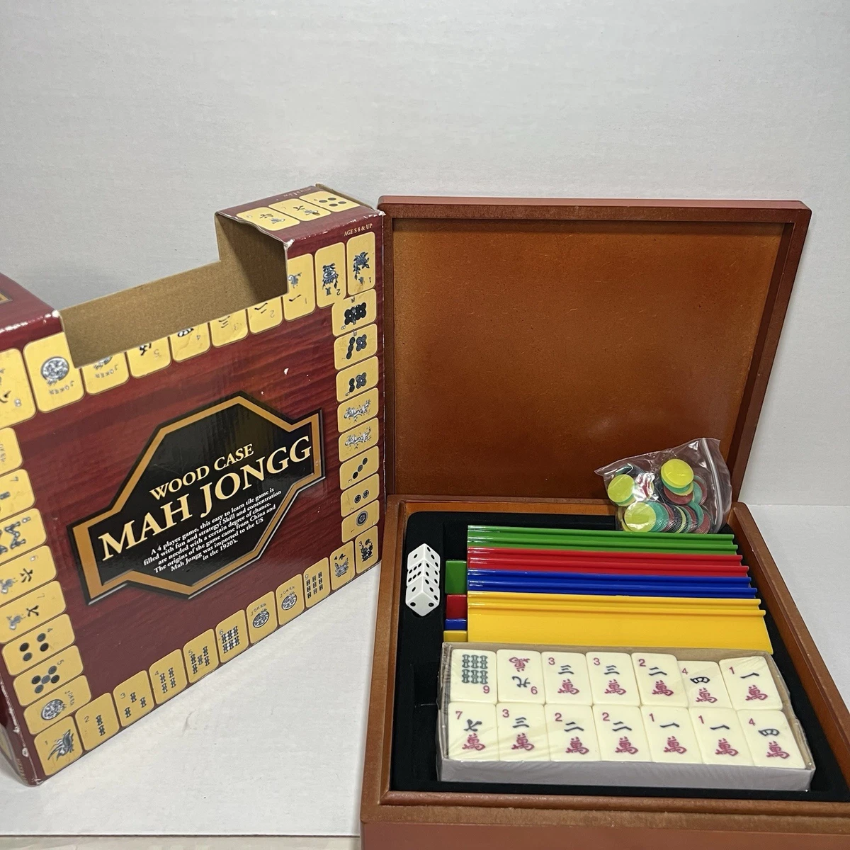 Jeu De Mah Jong Ancien Cardinal En Bakélite - 160 Tuiles, 5 Supports Et étui