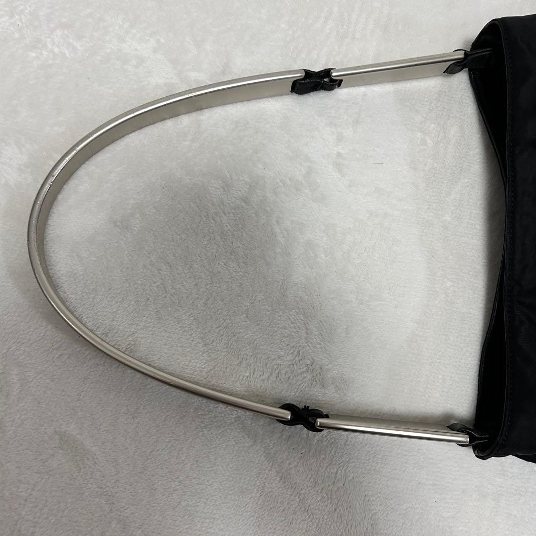 PRADA Leather Nylon Tote Bag Black Metal Handle Authentic Women's Fashion thumbnail 13