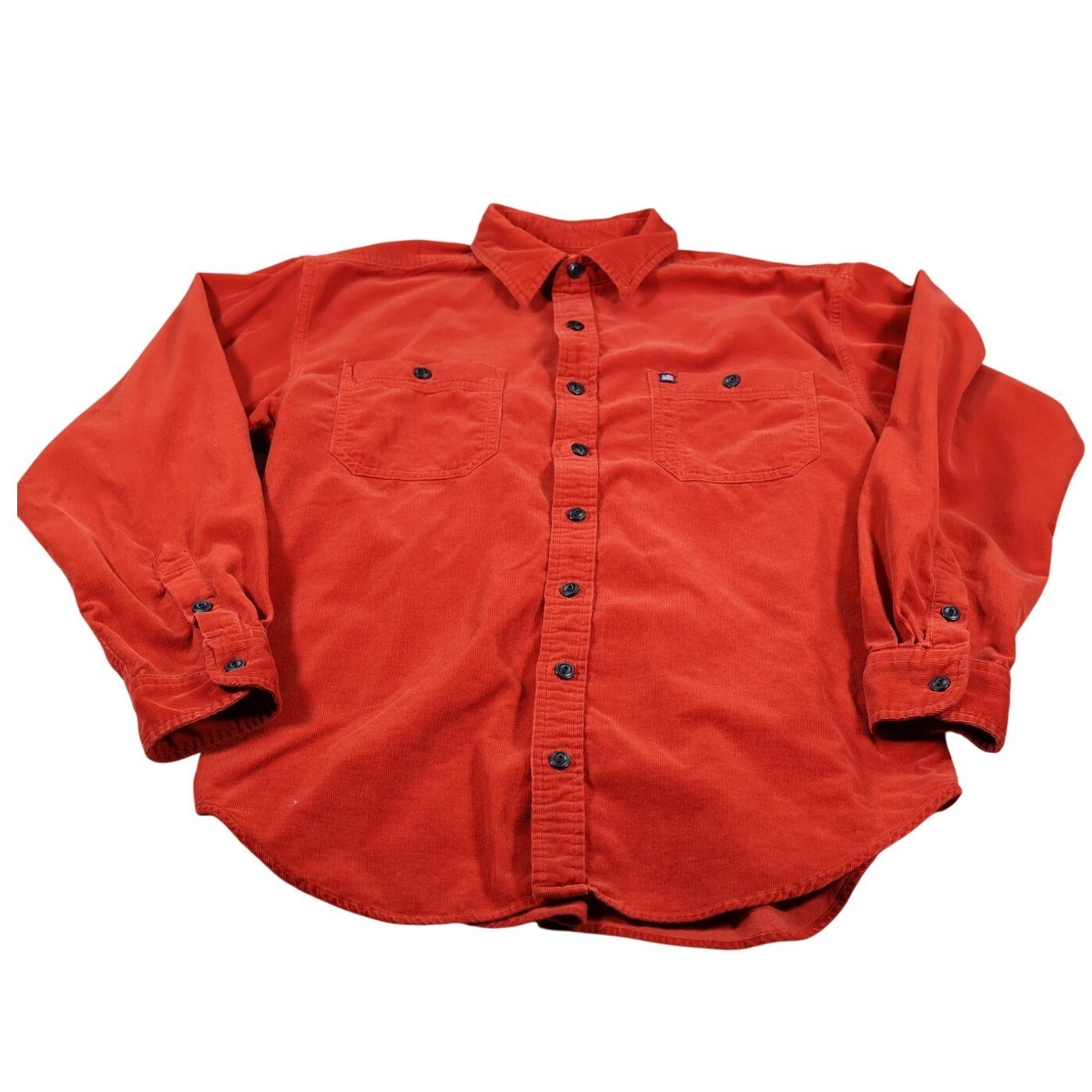 Polo Ralph Lauren Corduroy Mens Large Red Vintage Button Up Pocket Shirt