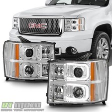 2007-2013 Gmc Sierra 1500 2500 3500 Optic Led Projector Headlights Headlamps Set