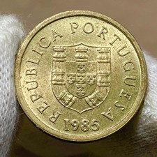 🇵🇹 Portugal 1 Escudo 1985 Brass-Nickel KM# 614 GEM UNC (2)