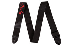 Fender&reg; Logo Strap, Black/Red Logo, 2"