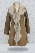 Beaver Suede 3/4 Toscana Ladies Shearling Sheepskin Leather Trench Coat