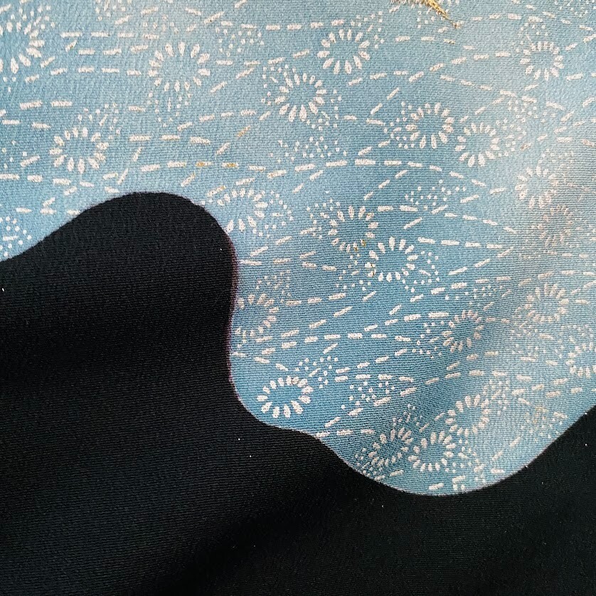 Feather #D 13.5x62 LONG Vintage Tomesode Black Silk Kimono Feather #D 13.5x62 LONG Vintage Tomesode Black Silk Kimono
